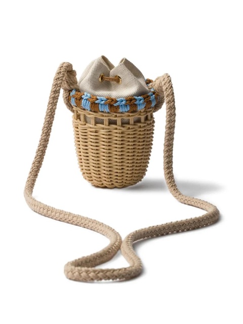Prada wicker bucket bag - Neutrals - zdjęcie produktu nr 2