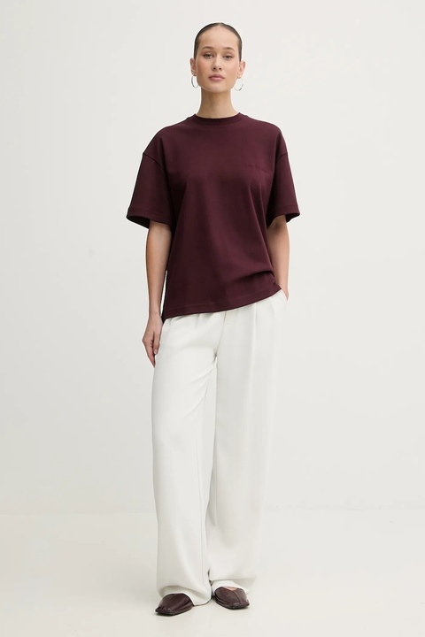 La Mania t-shirt bawełniany BABES damski kolor bordowy BABES - zdjęcie produktu nr 2