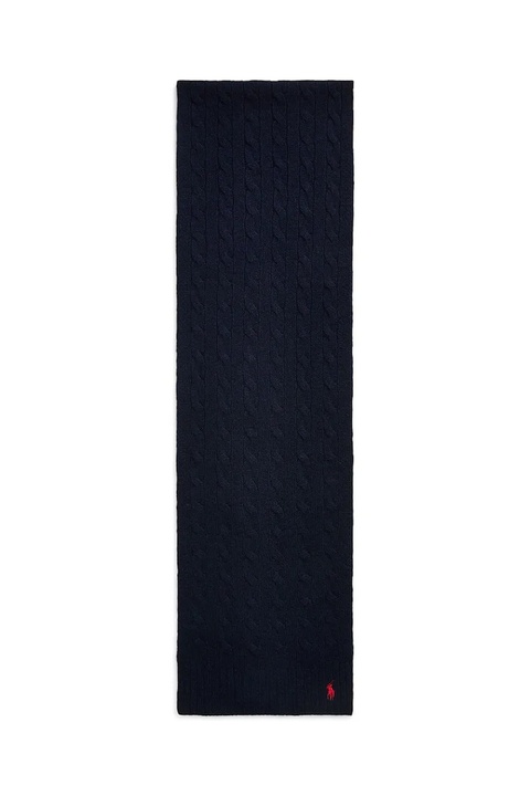 Polo Ralph Lauren szalik wełniany damski kolor granatowy gładki 455956296 - zdjęcie produktu nr 2