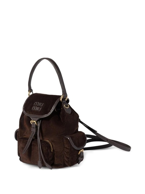 Miu Miu medium corduroy cotton backpack - Brown - zdjęcie produktu nr 2