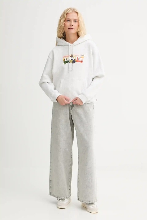 Levi's bluza damska kolor szary z kapturem wzorzysta A8801 - zdjęcie produktu nr 1