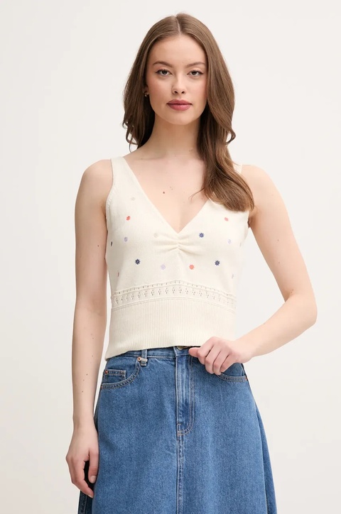 United Colors of Benetton top bawełniany kolor beżowy 10C1EH01A - zdjęcie produktu nr 1