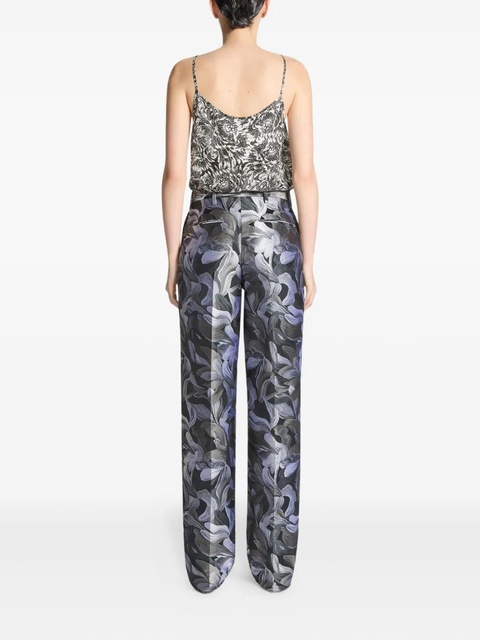 DRIES VAN NOTEN floral-print tailored pants - Black - zdjęcie produktu nr 2