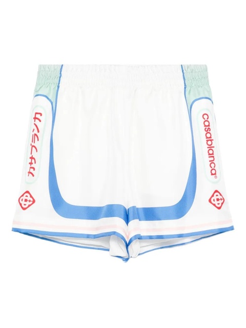 Casablanca Fuji Dream silk shorts - White - zdjęcie produktu nr 1