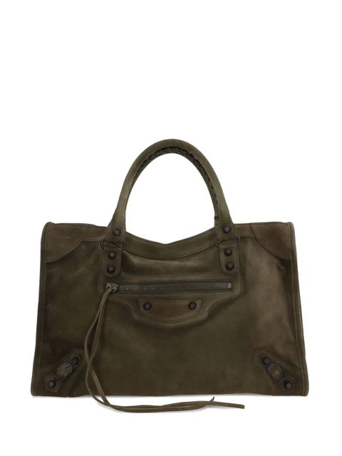Balenciaga medium Le City braided-handle suede tote bag - Brown - zdjęcie produktu nr 1