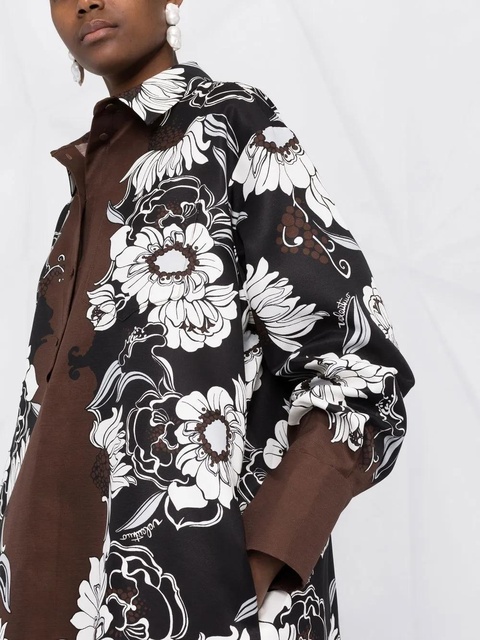 Valentino Garavani floral-print shirt dress - Brown - zdjęcie produktu nr 2