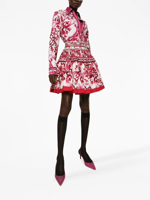 Dolce & Gabbana Majolica-print pleated skirt - Red - zdjęcie produktu nr 2