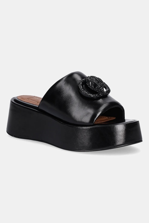 Kurt Geiger London klapki skórzane Chelsea Flatform Mule Dr damskie kolor czarny na platformie 3940900109 - zdjęcie produktu nr 1