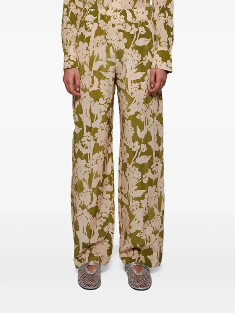 Victoria Beckham floral-print trousers - Green - zdjęcie produktu nr 2