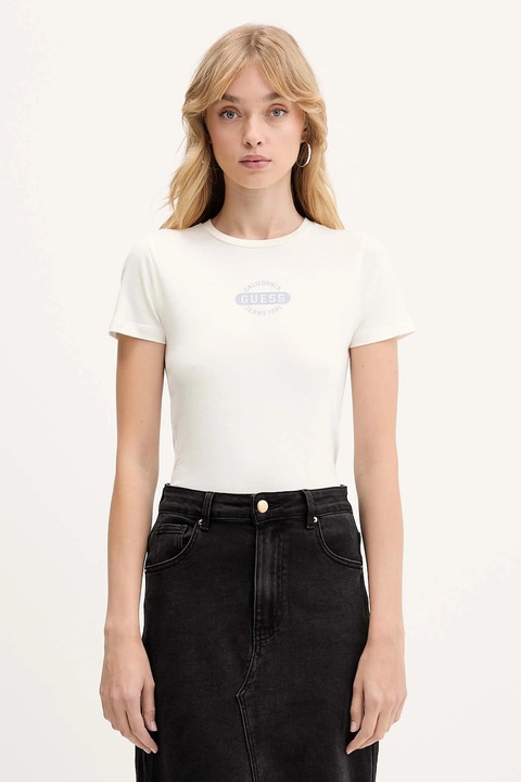 Guess Jeans t-shirt bawełniany damski kolor beżowy W5BI47 KCTX1 - zdjęcie produktu nr 1