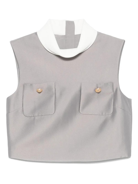 Self-Portrait satin-finish top - Grey - zdjęcie produktu nr 1