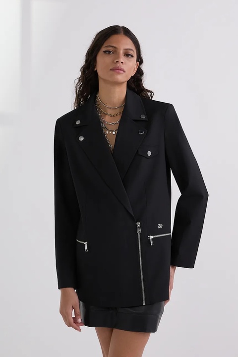 Karl Lagerfeld marynarka z domieszką wełny kolor czarny jednorzędowa gładka A3W14044 - zdjęcie produktu nr 1