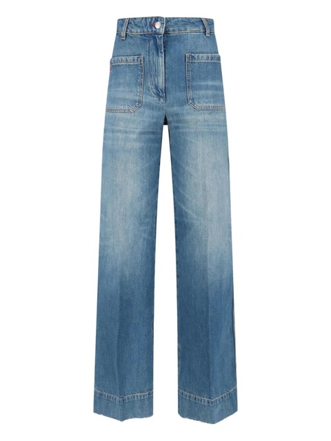 Victoria Beckham topstitching-detail patch-pocket jeans - Blue - zdjęcie produktu nr 1