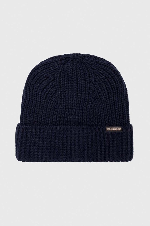 Napapijri czapka kolor granatowy z grubej dzianiny - zdjęcie produktu nr 1