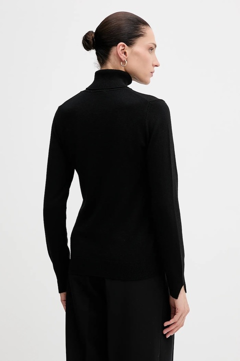 Sisley sweter z domieszką wełny damski kolor czarny lekki z golfem 102HM2174 - zdjęcie produktu nr 2