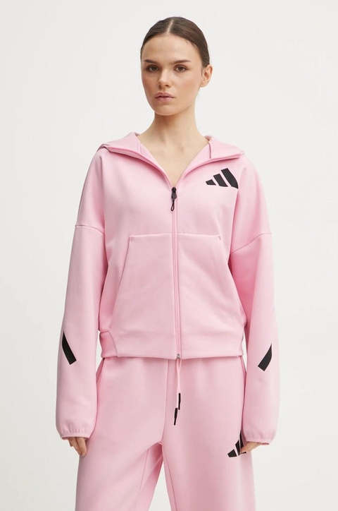 adidas bluza Z.N.E. damska kolor różowy z kapturem z nadrukiem JC5393 - zdjęcie produktu nr 1