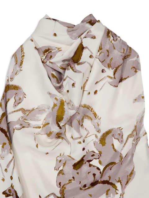 Altuzarra Sleary horse-print cowl-neck top - White - zdjęcie produktu nr 2