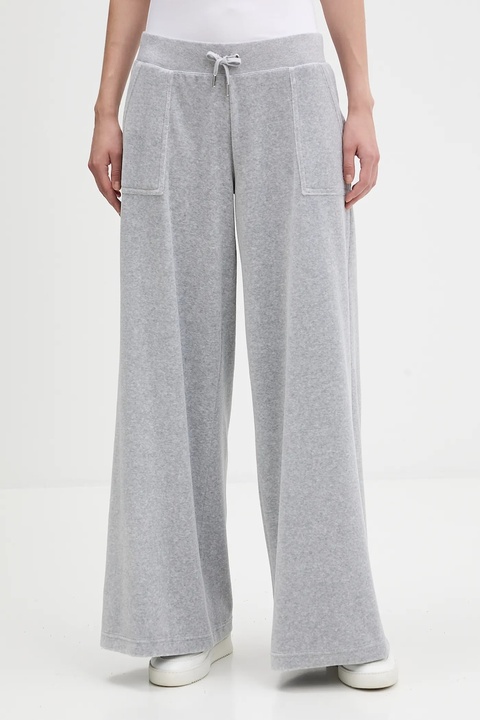 Juicy Couture spodnie dresowe welurowe damskie kolor szary melanżowe JCBBJ225803 - zdjęcie produktu nr 1
