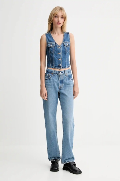 Levi's kamizelka jeansowa kolor niebieski jednorzędowa A8682 - zdjęcie produktu nr 2