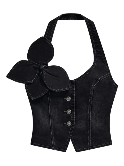AREA bow denim halter top - Black - zdjęcie produktu nr 1