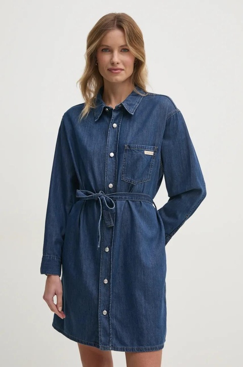 Calvin Klein Jeans sukienka jeansowa kolor niebieski mini oversize J20J225008 - zdjęcie produktu nr 2