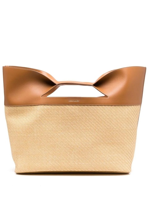 Alexander McQueen The Bow straw-woven tote bag - Neutrals - zdjęcie produktu nr 1