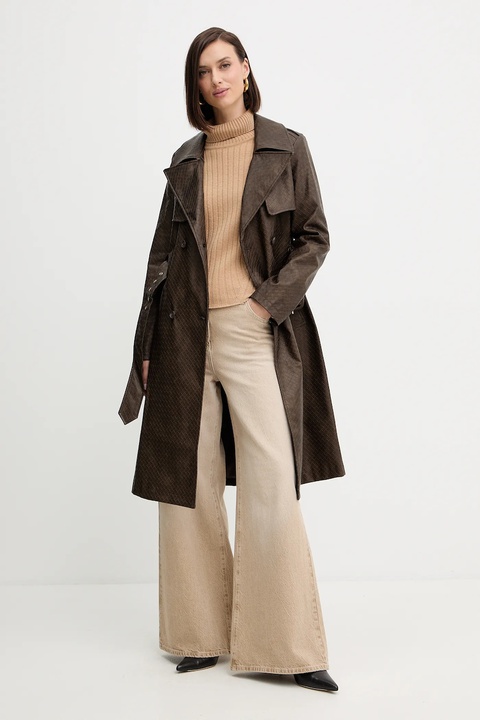 Guess płaszcz CARMEN kolor brązowy W5YL32 WHGT0 - zdjęcie produktu nr 2