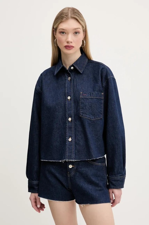 Tommy Jeans kurtka jeansowa kolor granatowy przejściowa oversize DW0DW20567 - zdjęcie produktu nr 1