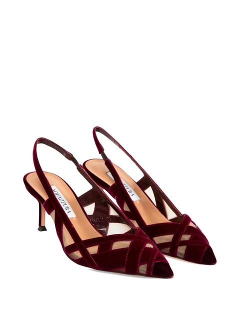 Aquazzura 65mm slingback velvet pumps - Red - zdjęcie produktu nr 2