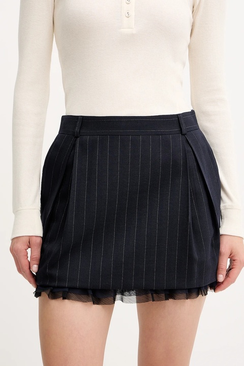 Pinko spódnica z dodatkiem wełny kolor granatowy mini prosta 105709 A2QY - zdjęcie produktu nr 1