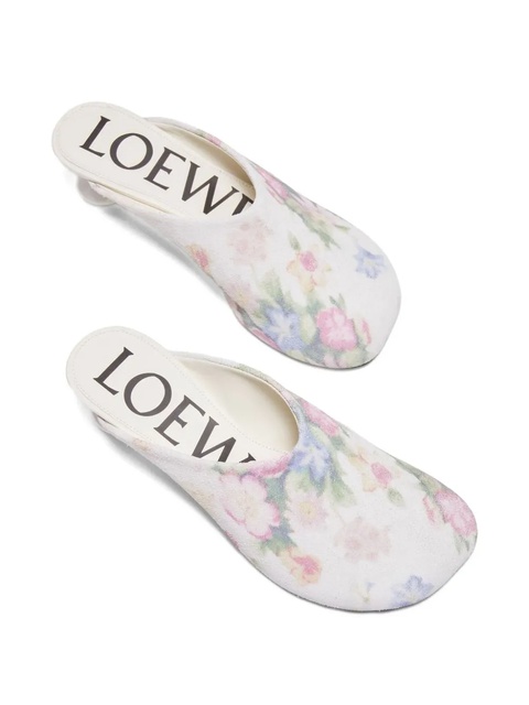 LOEWE 45mm floral print calf leather mules - White - zdjęcie produktu nr 1