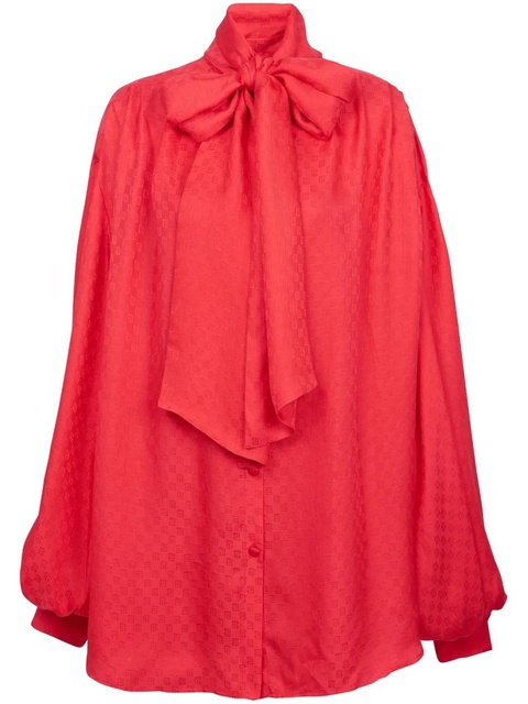 Balmain monogram-jacquard silk shirt - Red - zdjęcie produktu nr 1