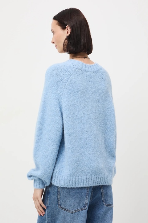Medicine sweter z wełną alpaki damski kolor niebieski ciepły - zdjęcie produktu nr 2