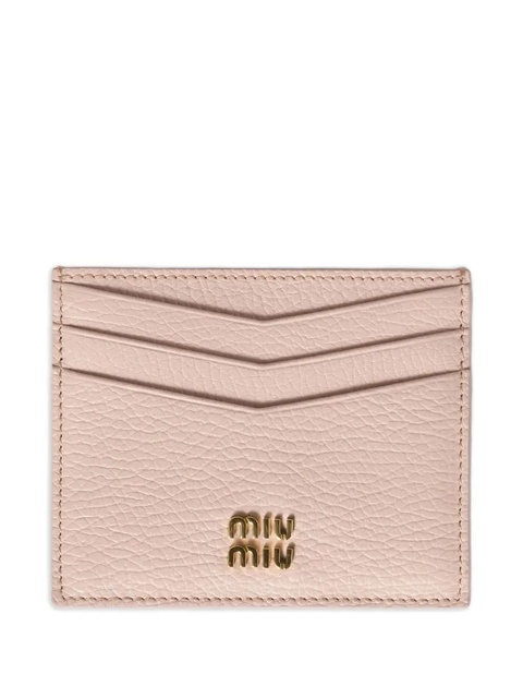 Miu Miu leather logo-plaque card holder - Pink - zdjęcie produktu nr 1
