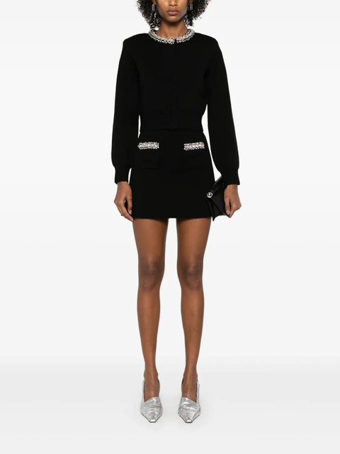Self-Portrait knitted embellished mini skirt - Black - zdjęcie produktu nr 2