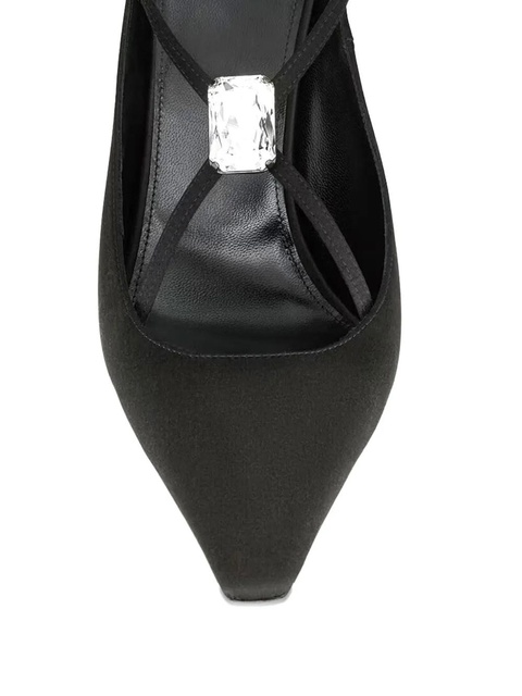 Saint Laurent Harlow crystal-embellished slingback pumps - Black - zdjęcie produktu nr 2