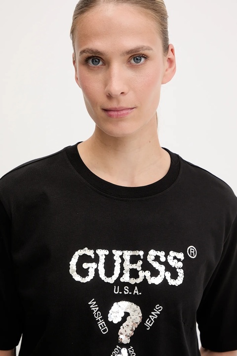 Guess t-shirt bawełniany AURLIE damski kolor czarny V4YI06 I3Z14 - zdjęcie produktu nr 2
