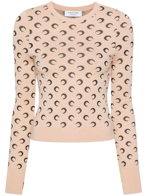 Marine Serre Crescent-Moon-jacquard jumper - Neutrals - zdjęcie produktu nr 1