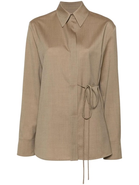 Jil Sander ripstop wool tied shirt - Brown - zdjęcie produktu nr 1