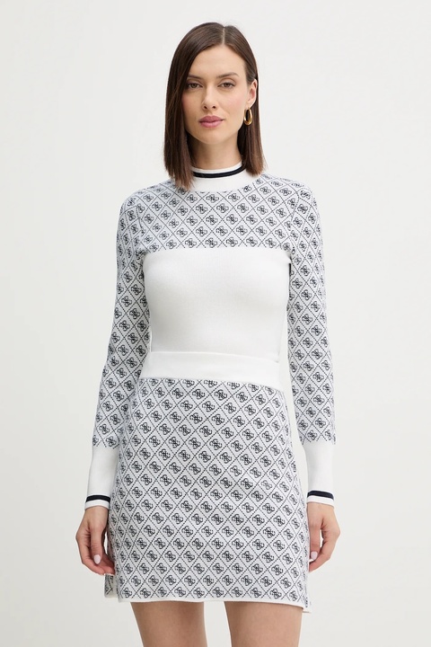 Guess sweter z dodatkiem wełny AUBREY damski kolor beżowy z półgolfem W5BR24 Z3JD2 - zdjęcie produktu nr 1