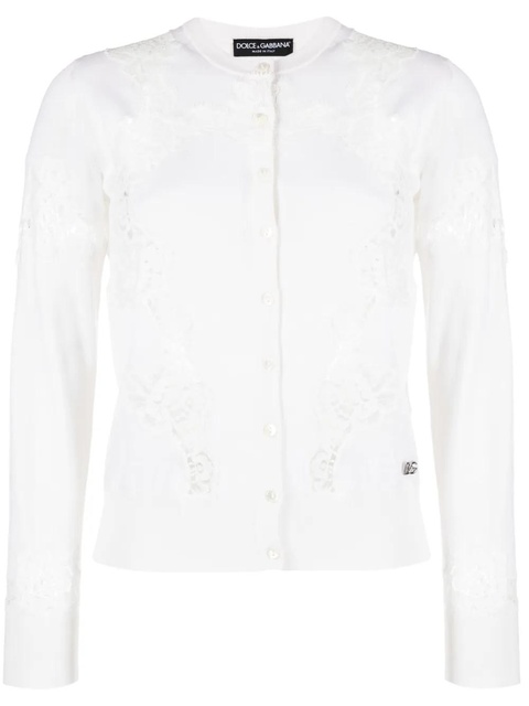 Dolce & Gabbana lace-inserts buttoned cardigan - White - zdjęcie produktu nr 1
