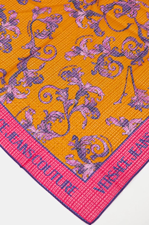 Versace Jeans Couture apaszka jedwabna damska kolor pomarańczowy wzorzysta 78HA7H02 ZG353 - zdjęcie produktu nr 2