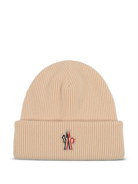 Moncler Grenoble ribbed logo-patch beanie hats - Neutrals - zdjęcie produktu nr 1