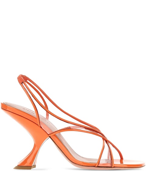 Amina Muaddi 90mm leather heeled pumps - Orange - zdjęcie produktu nr 2
