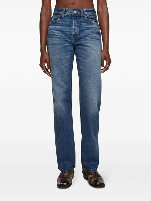 RE/DONE whiskered high-rise straight jeans - Blue - zdjęcie produktu nr 2