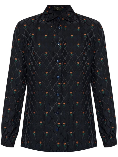 ETRO floral diamond grid shirt - Blue - zdjęcie produktu nr 1