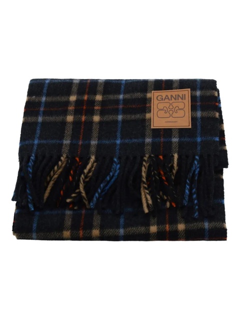 GANNI checked wool scarf - Grey - zdjęcie produktu nr 1