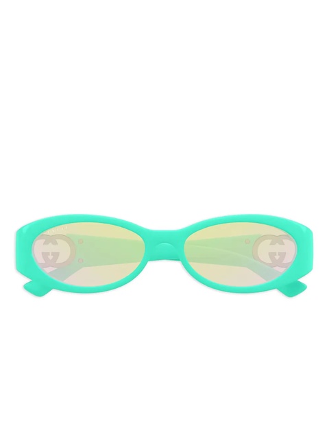 Gucci Eyewear oval-frame logo sunglasses - Green - zdjęcie produktu nr 1