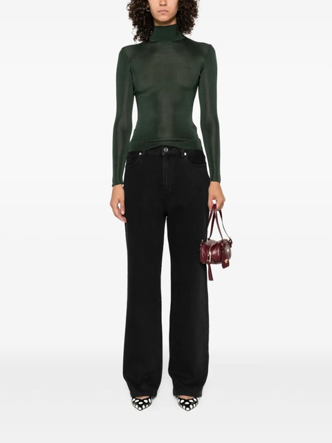 Self-Portrait ribbed turtleneck top - Green - zdjęcie produktu nr 2