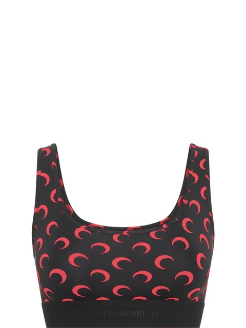 Marine Serre crescent moon-print sports bra - Black - zdjęcie produktu nr 2